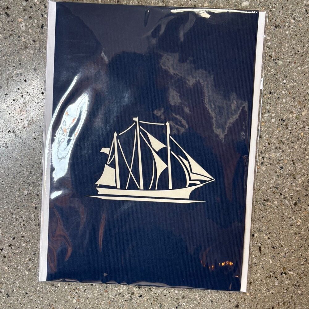 Lovepop Navy Blue Sailing Clipper Ship Pop Up Greeting Card New in Sleeve